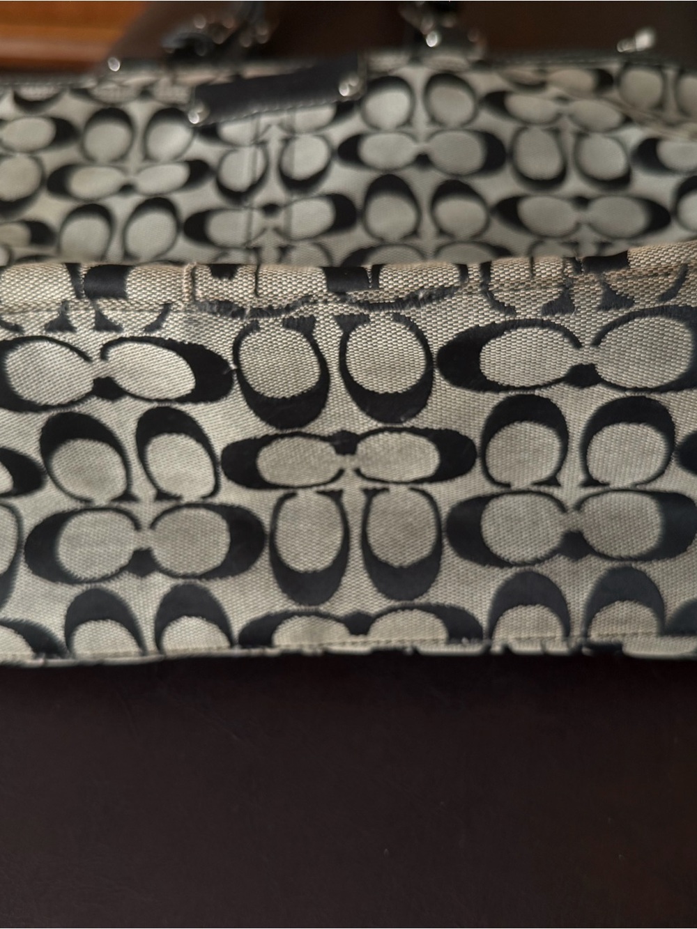 Coach Black and Gray Signature Tote with Leather Straps - Picture 8 of 15